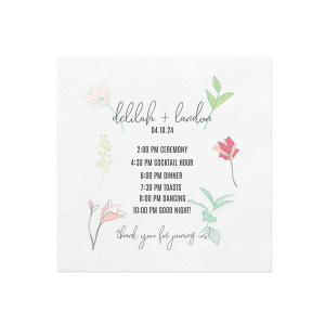 Flower Cocktail Itinerary Napkin