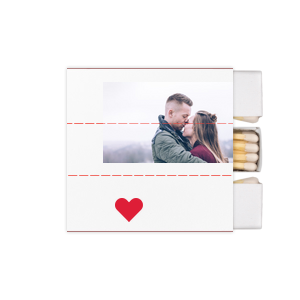 Custom White Lipstick Custom Photo Matchbox with Matte Lipstick Red Ink Digital Print Colors and Matte Fuchsia Ink Digital Print Colors has a Solid Heart graphic and is good for use in Wedding, Hearts, Anniversary themed parties and couldn't be more perfect. It's time to show off your impeccable taste.