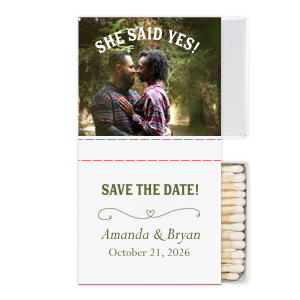 Our custom White Square Custom Photo Matchbox with Matte Spruce Ink Digital Print Colors and Matte White Ink Digital Print Colors has a Simple Heart Flourish graphic and is good for use in Frames, Hearts, Wedding themed parties and couldn't be more perfect. It's time to show off your impeccable taste.