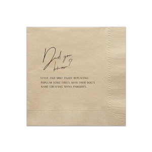 Our personalized Sand Cocktail Napkin with Matte Black Foil will look fabulous with your unique touch. Your guests will agree!