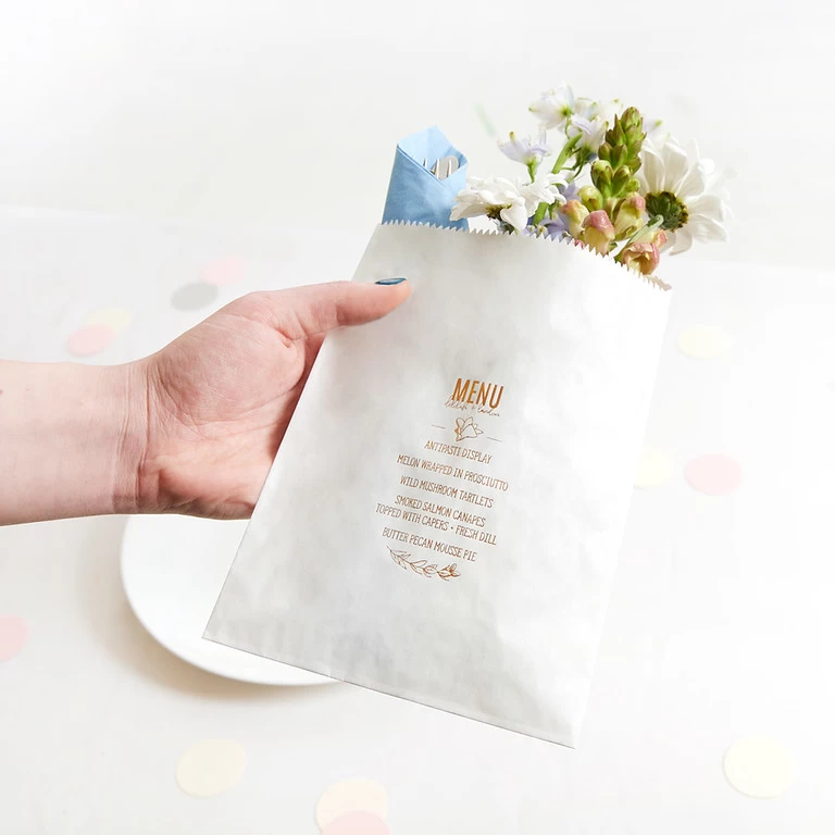 design menu party bags for your wedding with For Your Party