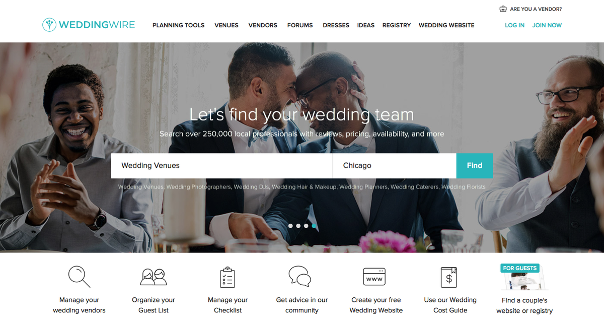 Wedding wire sales website
