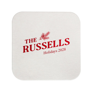 Spruce up your holiday this year with the Fir Family Name Coaster. The stylish yet functional coaster is easily customized with your choice of text, adding a personalized touch to your next holiday event.