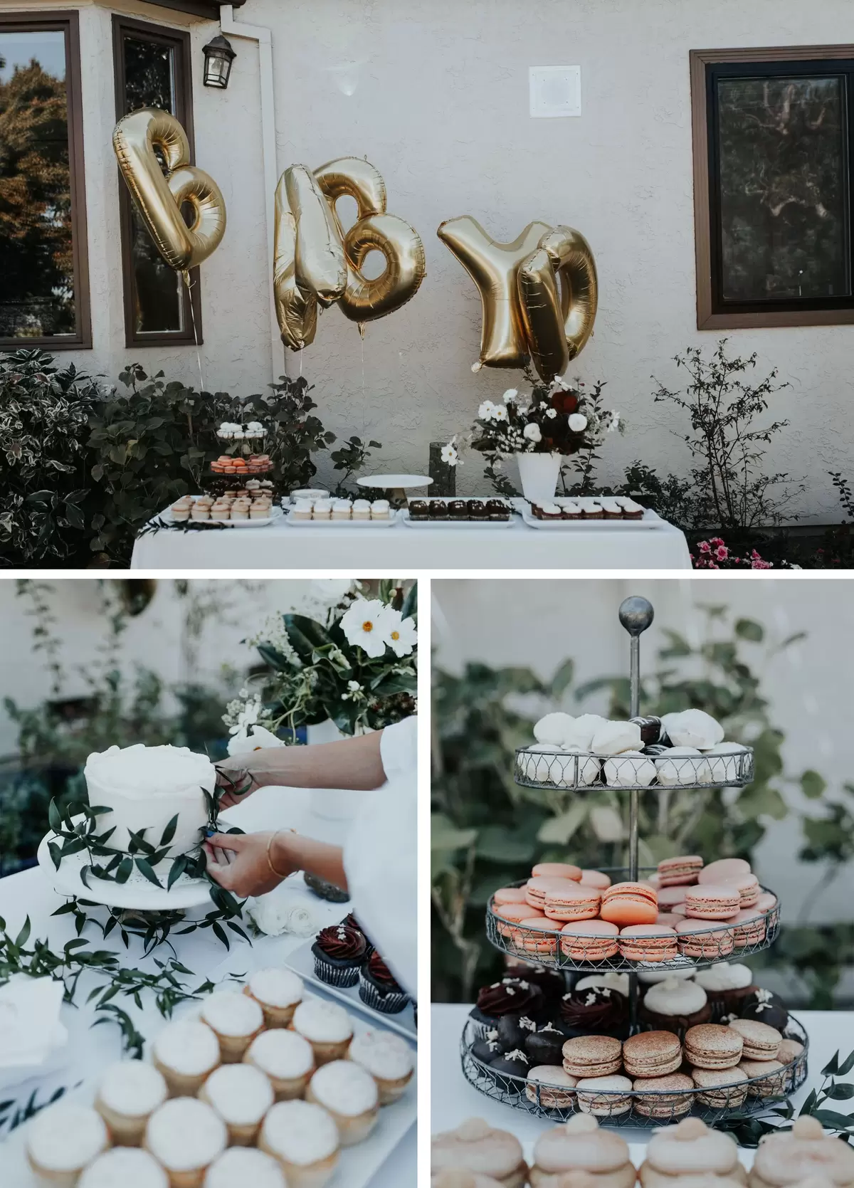 boho themed backyard baby shower desserts