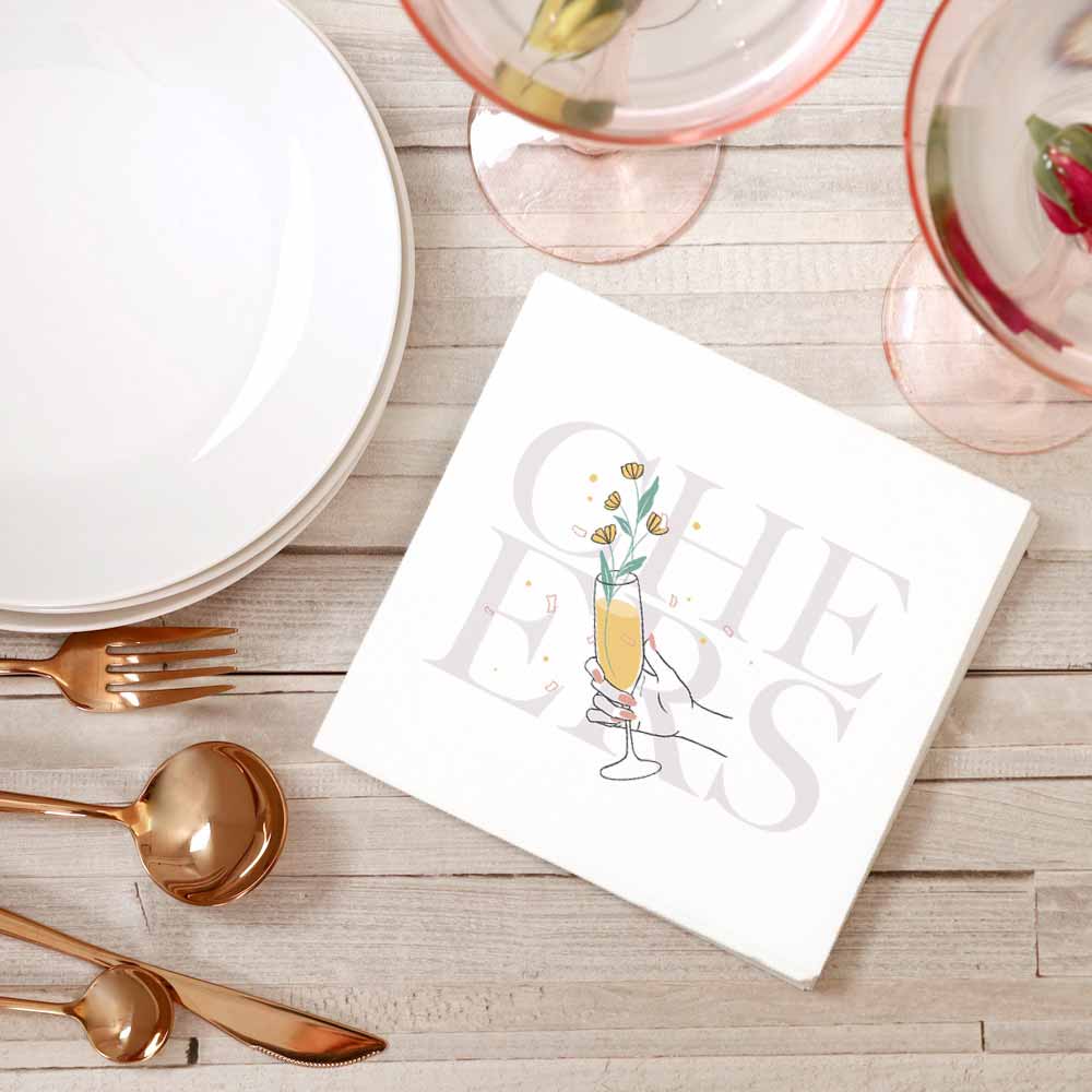 Cheers with hand and champagne