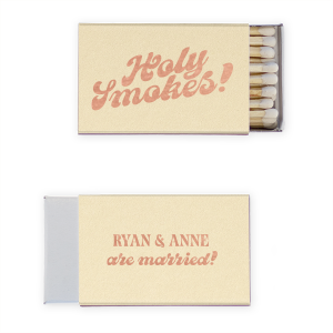 Astonish guests and friends with the Holy Smokes Matchbox! The stylish matchbox is fully customizable in your choice of style and color to best match your unique vibes. Perfect for weddings, anniversaries, or housewarmings!
