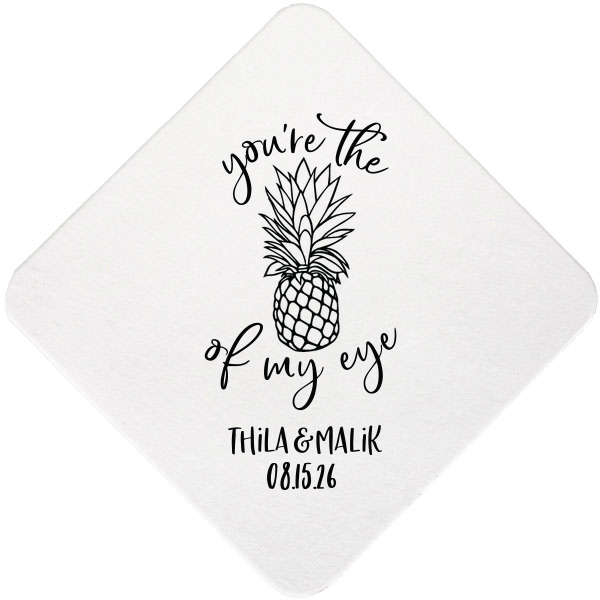 Our custom White Square Coaster with Matte Fuchsia Foil has a Pineapple Tiki graphic and is good for use in Food, Beach/Nautical themed parties and couldn't be more perfect. It's time to show off your impeccable taste.