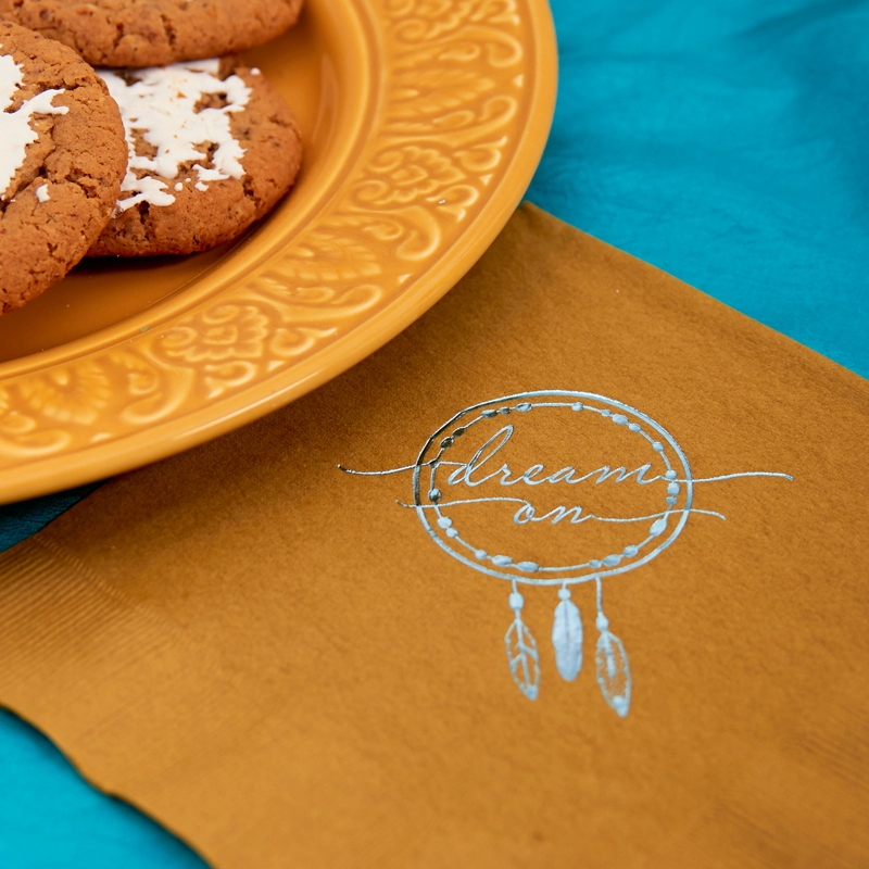 boho graduation party theme foil stamped napkins