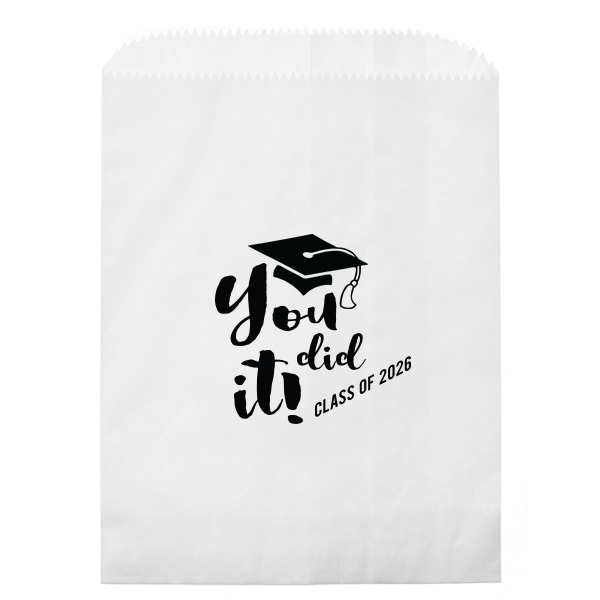 Our custom White Cookie Bag with Matte Black Foil is good for use in Graduation-themed parties and is a must-have for your next event—whatever the celebration!