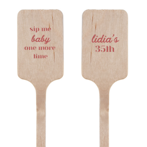The Sip Me Baby One More Time Stir Stick is a playful and personalized way to celebrate any birthday bash, featuring your name and milestone birthday on one side, and a catchy "Sip Me Baby One More Time" in both elegant and modern scripts on the other. This fun and bespoke drink accessory is sure to be a hit, adding a touch of whimsy to your celebratory toasts. 