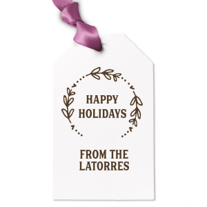 The ever-popular Natural NEW Cranberry Luggage Gift Tag with Shiny Champagne Foil has a Date Wreath graphic and is good for use in Frames, Wedding themed parties and will look fabulous with your unique touch. Your guests will agree!