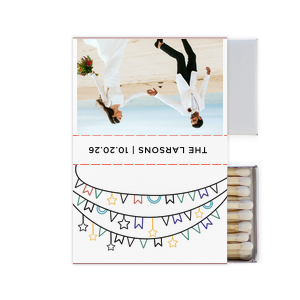 Our personalized White Classic Custom Photo Matchbox with Matte Black Ink Digital Print Colors and Matte Fuchsia Ink Digital Print Colors will add that special attention to detail that cannot be overlooked.