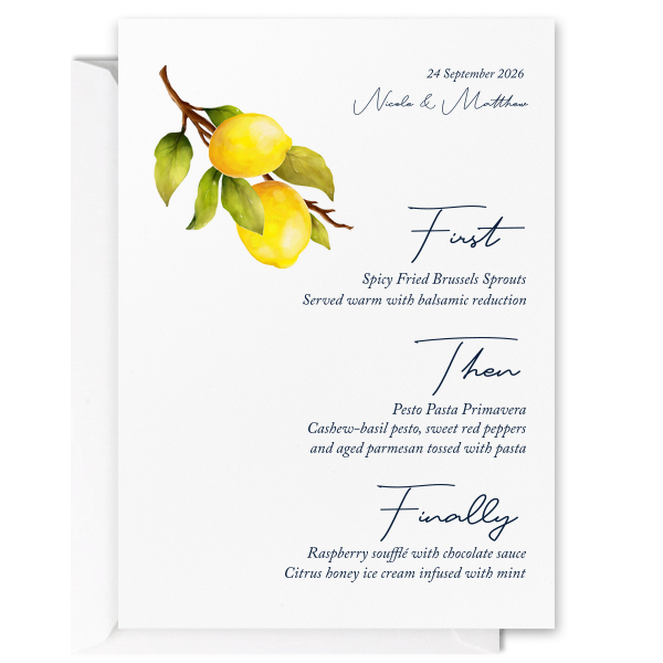 Classic Italian Wedding Lemon Menu
