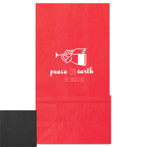Personalized White Party Bag with Satin 18 Kt. Gold Foil Color has a Angel 2 graphic and is good for use in Christian, Christmas, Holiday themed parties and will impress guests like no other. Make this party unforgettable.