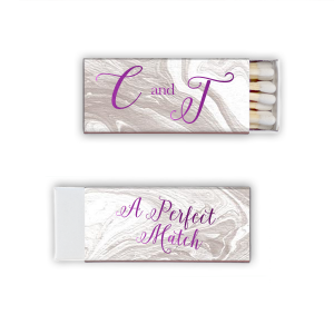 The ever-popular Marble Taupe Classic Matchbox with Shiny Amethyst Foil are a must-have for your next event—whatever the celebration!