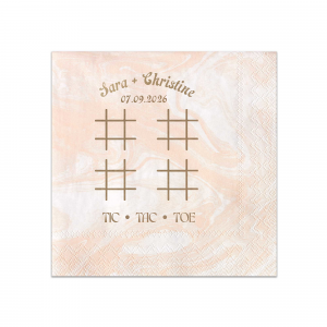 Delight guests with the Nuptial Tic-Tac-Toe Game Napkin, perfect for interactive fun at your celebration. Personalize with your special date and names for a playful twist. A charming addition to any wedding or event table.