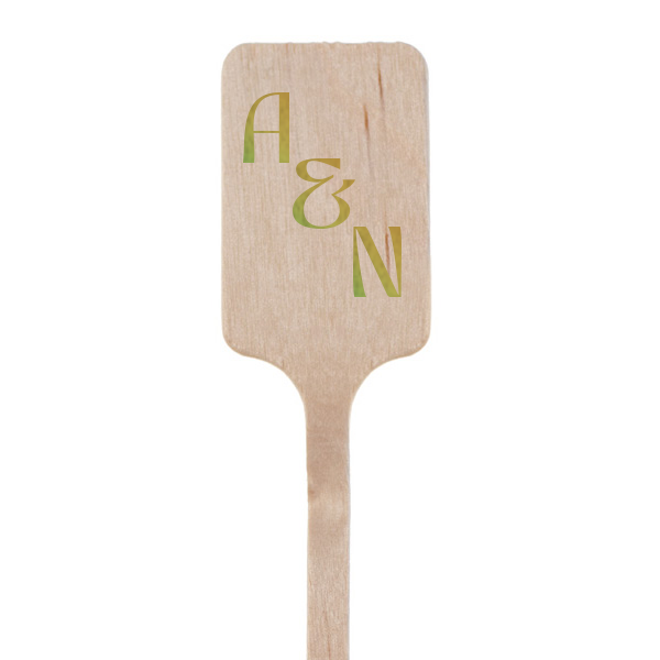 The Sweethearts Initials Stir Stick offers a touch of romance to your beverages with your and your partner's initials intricately entwined in a contemporary script that exudes sophistication and modern elegance. This bespoke stirrer is the perfect accompaniment to any couple's drink, making it an essential detail for romantic dinners or wedding toasts. It's an excellent choice for adding a personalized twist to your celebratory sips.
