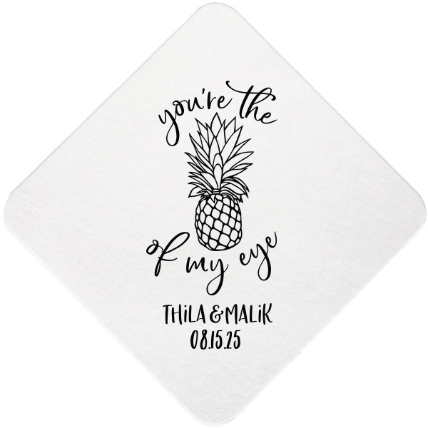 Our custom White Square Coaster with Matte Fuchsia Foil has a Pineapple Tiki graphic and is good for use in Food, Beach/Nautical themed parties and couldn't be more perfect. It's time to show off your impeccable taste.