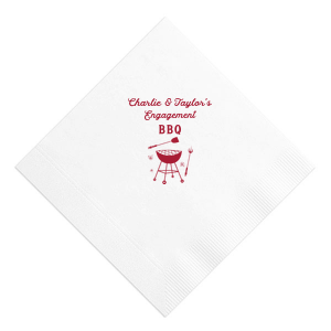 Our custom White Cocktail Napkin with Matte Lipstick Red Foil has a Grill graphic and is good for use in Food, Home and Bar-B-Que themed parties and will add that special attention to detail that cannot be overlooked.