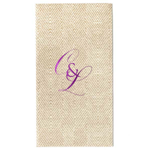 The Elegant Swirl Script Initials Napkin showcases the couple’s Initials in a fancy, swirling script, elegantly intertwined for a sophisticated touch. Stacked artistically and interconnected by a bold ampersand, this design radiates elegance, adding a uniquely graceful accent to any celebration.
