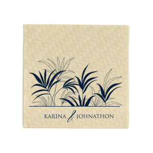 Custom French Blue Statement Cocktail Napkin with Matte Ivory Foil has a Fern Pattern graphic and is good for use in Full Bleed, Southwestern, Floral themed parties and couldn't be more perfect. It's time to show off your impeccable taste.