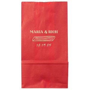 The Pasta Party Penne Bag is the perfect way to bring a little pasta-inspired fun to your next party. This bag features eye-catching design of an illustrated penne pasta shape, making it a unique and memorable addition to your event. At your destination Italy wedding for pasta party rehearsal dinner, this bag will be the perfect addition.