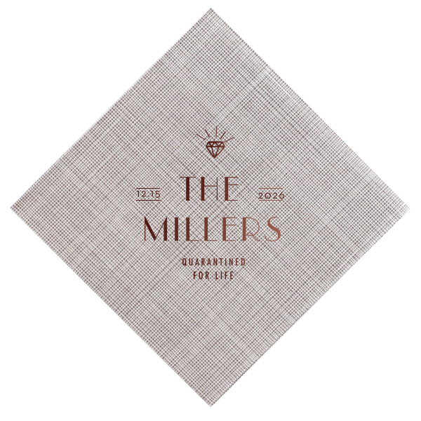 ForYourParty's elegant Dark Navy Cocktail Napkin with Shiny Sterling Silver Foil has a Diamond graphic and is good for use in Wedding, Bridal Shower themed parties and will make your guests swoon. Personalize your party's theme today.