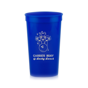 Capture the spirit of the alley with the Bowling Birthday Let's Roll Cup, featuring a retro bowling ball and pins graphic. Personalize it with the celebrant's name and party venue for a one-of-a-kind birthday party favor. Perfect for toasting to strikes and spares.
