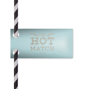 Our personalized Poptone Sky Blue Rectangle Straw Tag with Shiny Sterling Silver Foil Color has a One Hot Match graphic and is good for use in Words themed parties and couldn't be more perfect. It's time to show off your impeccable taste.