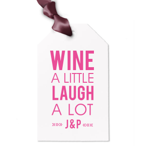 Personalized Linen Black Wine Gift Tag with Shiny Rose Quartz Foil Color can be personalized to match your party's exact theme and tempo.