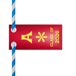 Retro Graduation Straw Tag