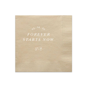 Our personalized Ash Grey Large Print Cocktail Napkin with Matte White Foil will impress guests like no other. Make this party unforgettable.