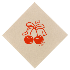 Cherry Bow Initials Napkin