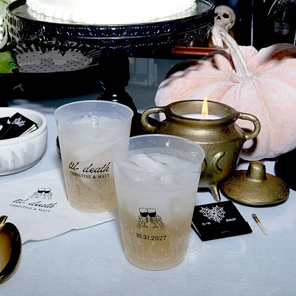 Til Death Toast Cup filled on napkin