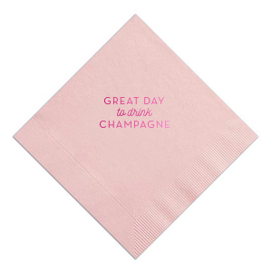 The Great Day To Drink Champagne Napkin design jubilantly invites celebration. Featuring the bold proclamation "Great Day to drink Champagne" with "to drink" playfully scripted, it symbolizes the joy of special occasions. This simple yet striking design elevates any event, encapsulating the essence of festive cheer and memorable milestones.