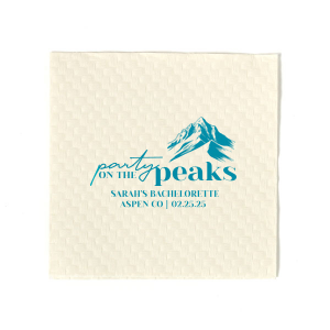 The Party on the Peaks Napkin is perfectly fabulous for destination bachelorette parties and more! Printed on the napkin style and foil color of your choice, the stylish napking is easy to customize with your important event details. 
