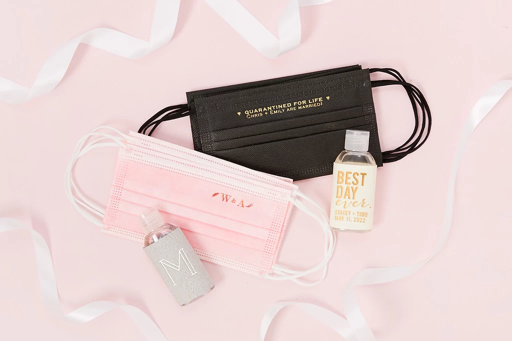 Custom Wedding Face Masks and Personalized Hand Sanitizer are an FYP Wedding Must-Haves