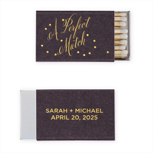 ForYourParty's chic Natural Amethyst Classic Matchbox with Shiny 18 Kt Gold Foil will look fabulous with your unique touch. Your guests will agree!