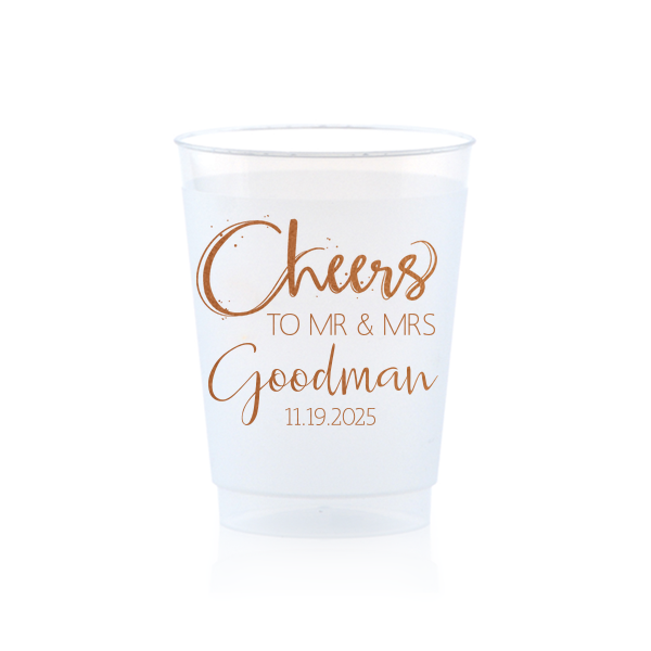 The Cheers Mr and Mrs Cup will make your guests swoon. Personalize your party's theme today.