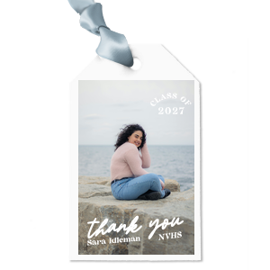 The Bold Script Graduation Custom Photo Gift Tag is perfect for your graduation event. The high quality paper tag features your personal photo printed, giving it a special touch that's as unique as you are!
