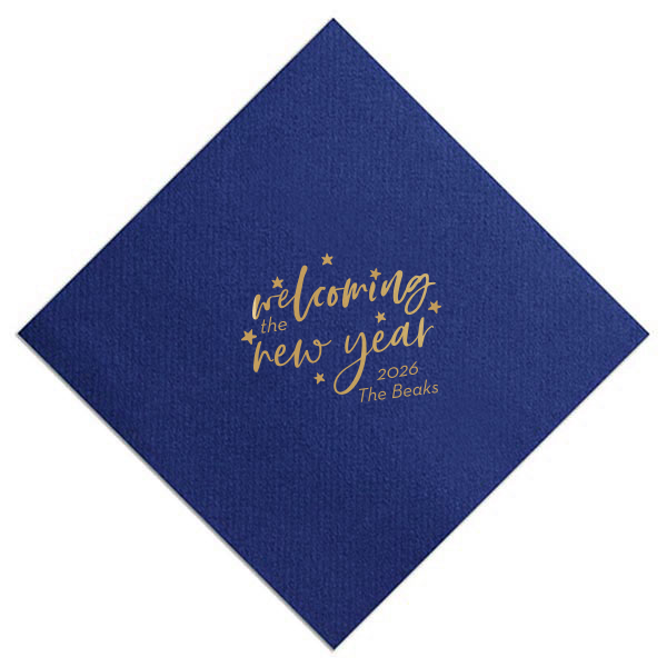 The ever-popular Navy Dinner Napkin with Satin 18 Kt. Gold Foil will give your party the personalized touch every host desires.