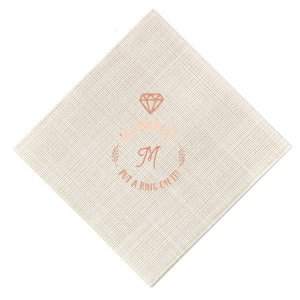 ForYourParty's personalized White Cocktail Napkin with Shiny Rose Gold Foil has a Diamond graphic and is good for use in Wedding, Bridal Shower themed parties and can be personalized to match your party's exact theme and tempo.