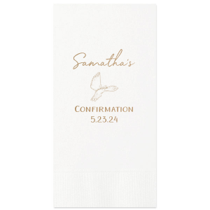 Personalized White Cocktail Napkin with Shiny Champagne Foil has a Dove graphic and is good for use in Animals, Beach/Nautical themed parties and will look fabulous with your unique touch. Your guests will agree!