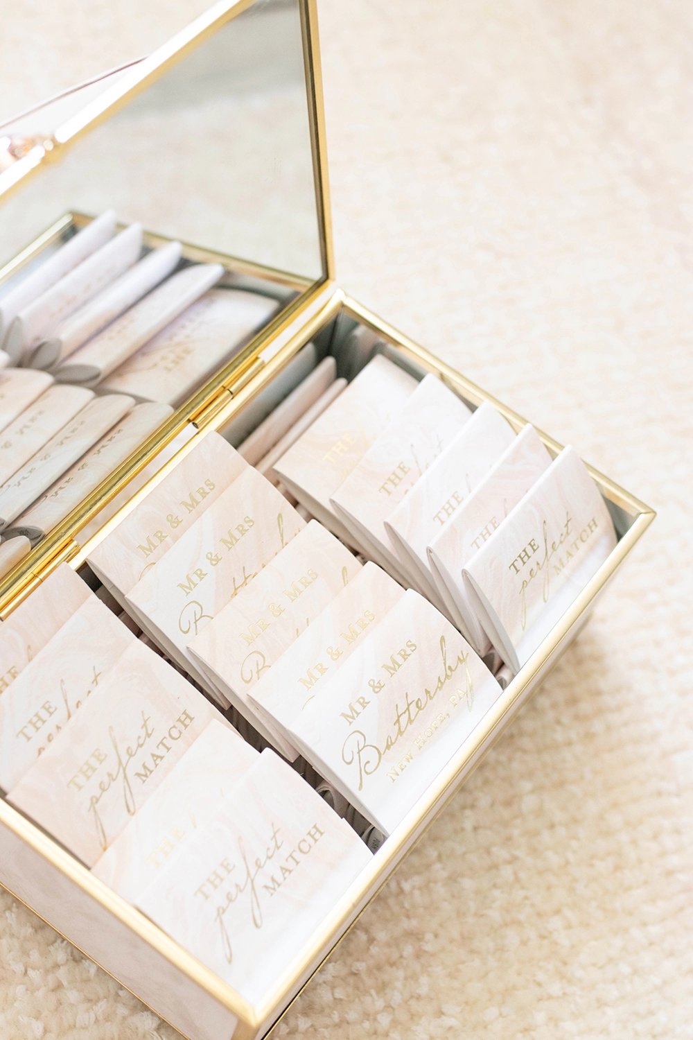 personalized marbled paper wedding matches