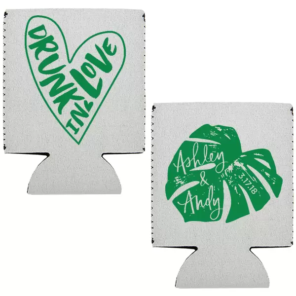 custom designed drunk in love koozies