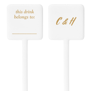 The This Drink Belongs to Initials Stir Stick offers a creative twist to your event's refreshments, featuring your initials in a whimsical, handcrafted script. On the reverse, the phrase "This drink belongs to" invites guests to personalize their beverage with their name, adding an interactive and functional element to your celebration. This stir stick is not only a charming addition to you and your partner's special day but also a practical solution to keeping drinks in the right hands.