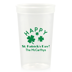Our Happy St. Patrick's Day Cup is good for use in St. Patricks Day and Holiday themed parties and will make your guests swoon. Personalize your party's theme today.