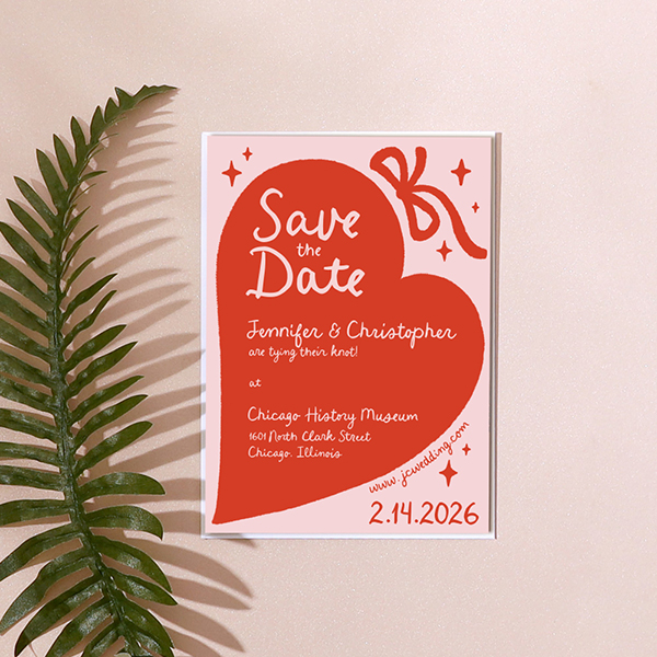 Hand-drawn Heart & Bow Invitation