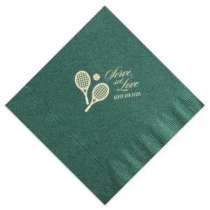 Serve up a fresh and sporty design at your next party event with the Serve Set Love Napkin from our Country Club collection. Featuring customizable text in your choice of foil and napkin color, personalize your product to best match your next special summertime occasion.