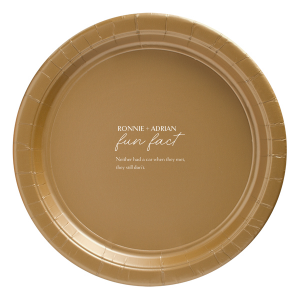Personalized Gold Appetizer Plat with Matte White Ink will give your party the personalized touch every host desires.